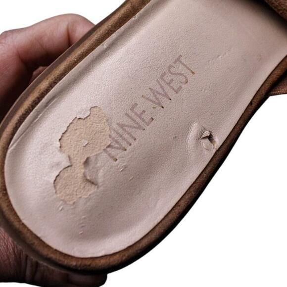 Nine West Ricasolio Sandals Open Toe Block Heel Brown Leather Suede 9M - Picture 5 of 6